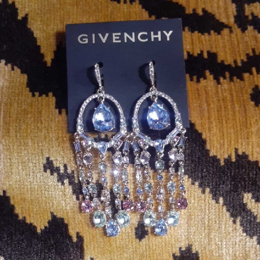 Givenchy Silver and Multicolor Chandelier Earrings
